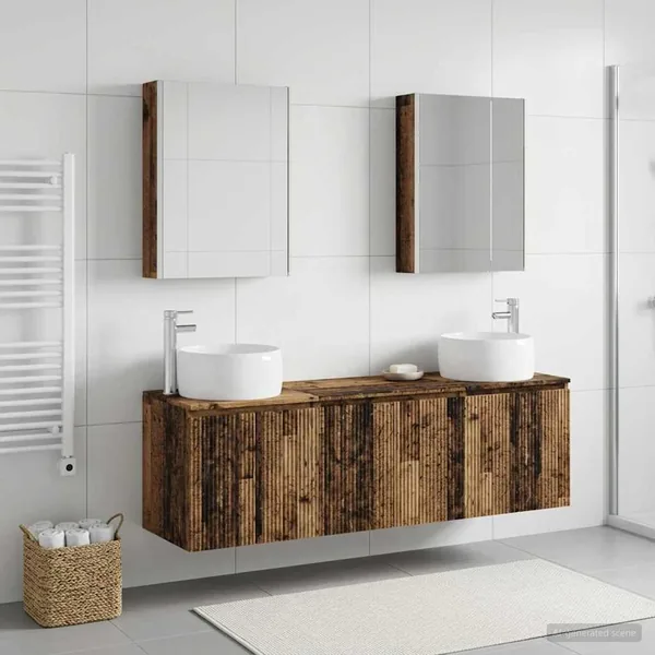 Ensemble d'armoire de salle de bain 5 pcs Bois ancien