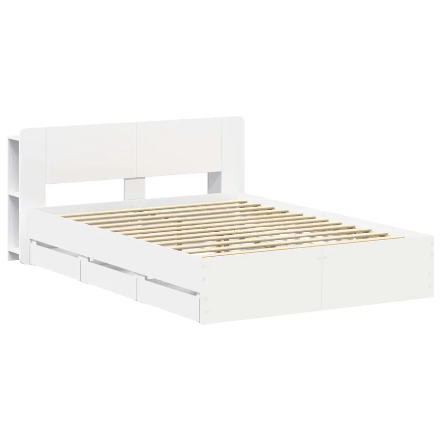 Cadre de lit avec rangement avec tête de lit Blanc 150 x 200 cm - 3