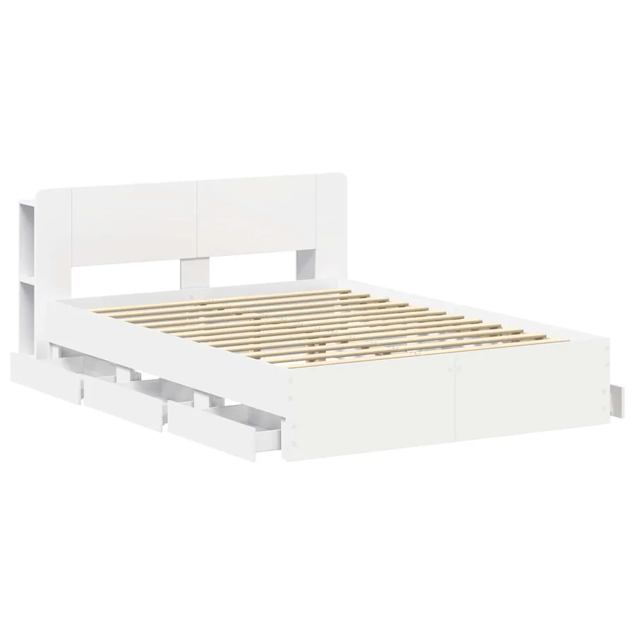 Cadre de lit avec rangement avec tête de lit Blanc 150 x 200 cm - 4