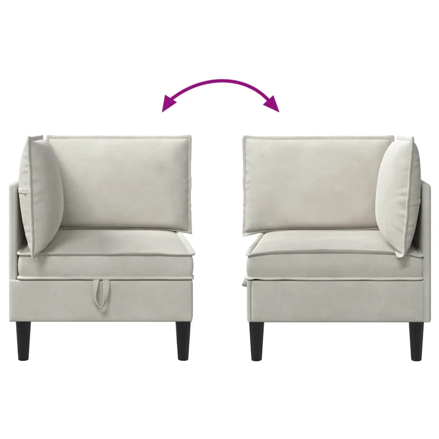 Sofa avec rangement Crème Velours - 10