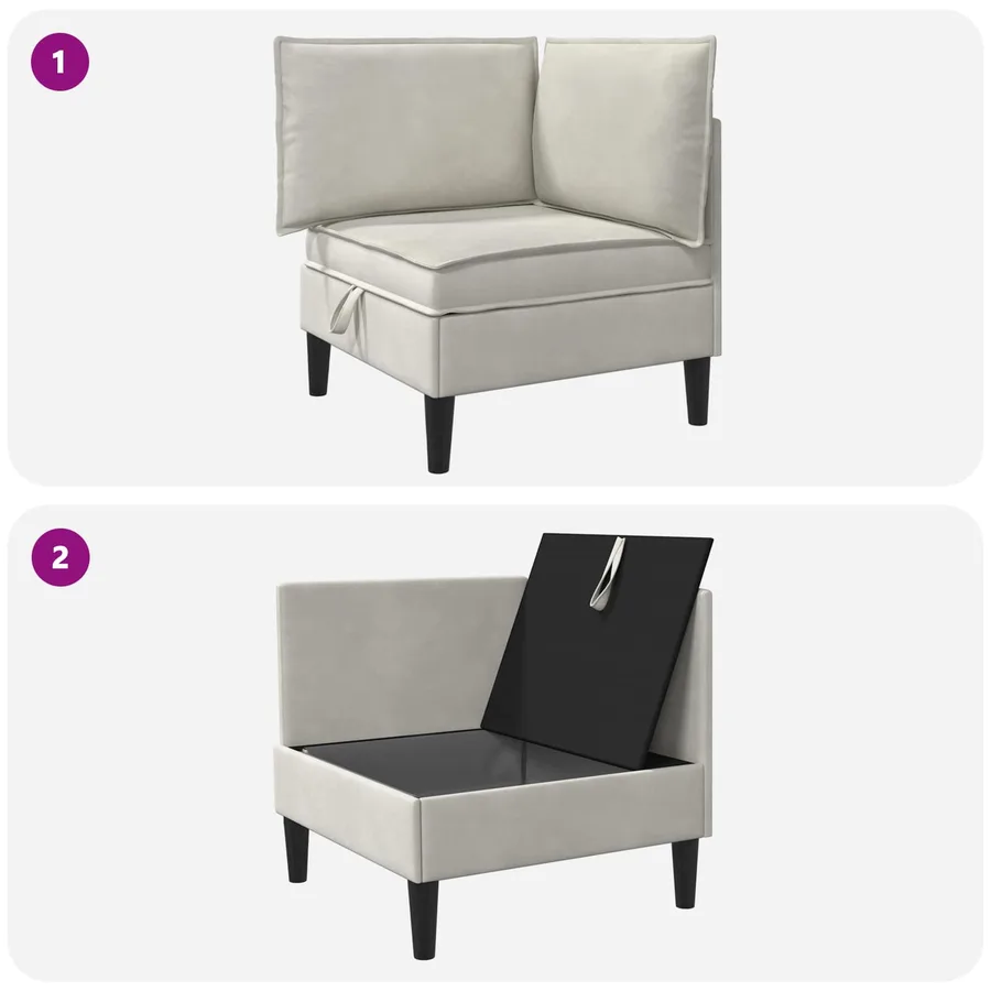 Sofa avec rangement Crème Velours - 9