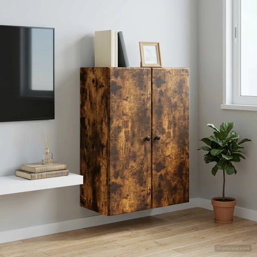 Armoire Murale Chêne fumé 66 x 34,5 x 90 cm Bois d'ingénierie