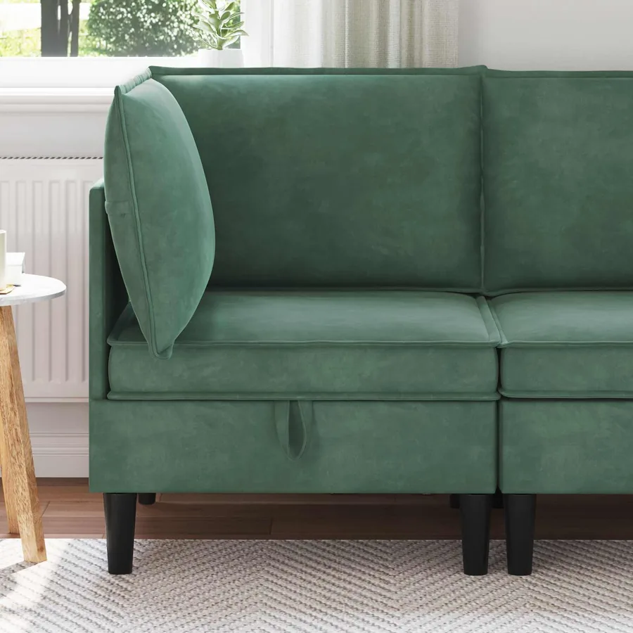 Sofa avec rangement Vert Mer Velours