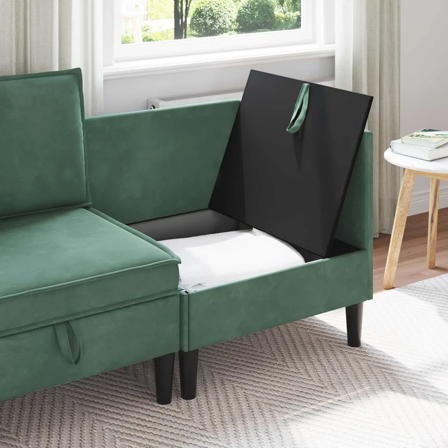 Sofa avec rangement Vert Mer Velours - 3