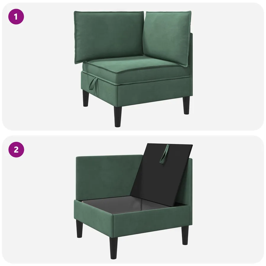 Sofa avec rangement Vert Mer Velours - 9