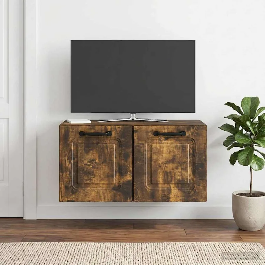 Meuble TV mural Chêne fumé 59,5 x 31 x 30 cm Bois d'ingénierie