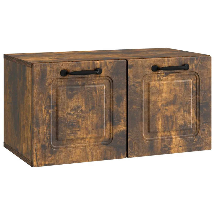 Meuble TV mural Chêne fumé 59,5 x 31 x 30 cm Bois d'ingénierie - 2