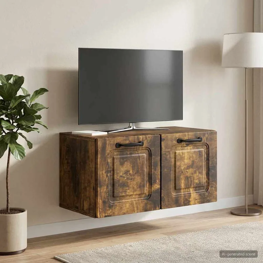 Meuble TV mural Chêne fumé 59,5 x 31 x 30 cm Bois d'ingénierie - 4