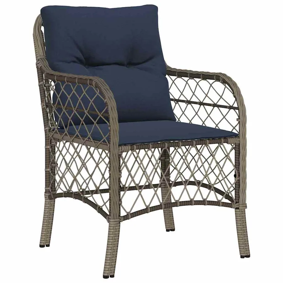 Ensemble de salle à manger pour jardin 7 pcs Gris et Noir Rotin - 6