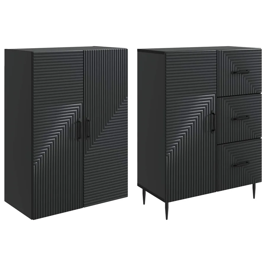 Ensemble de Meubles 2 pcs Noir 66 x 34,5 x 89,5 cm - 4