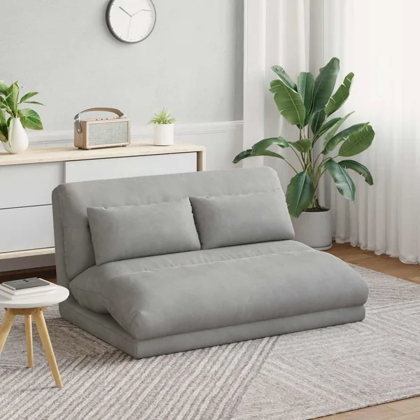 Fauteuil de sol ajustable Gris clair Velours