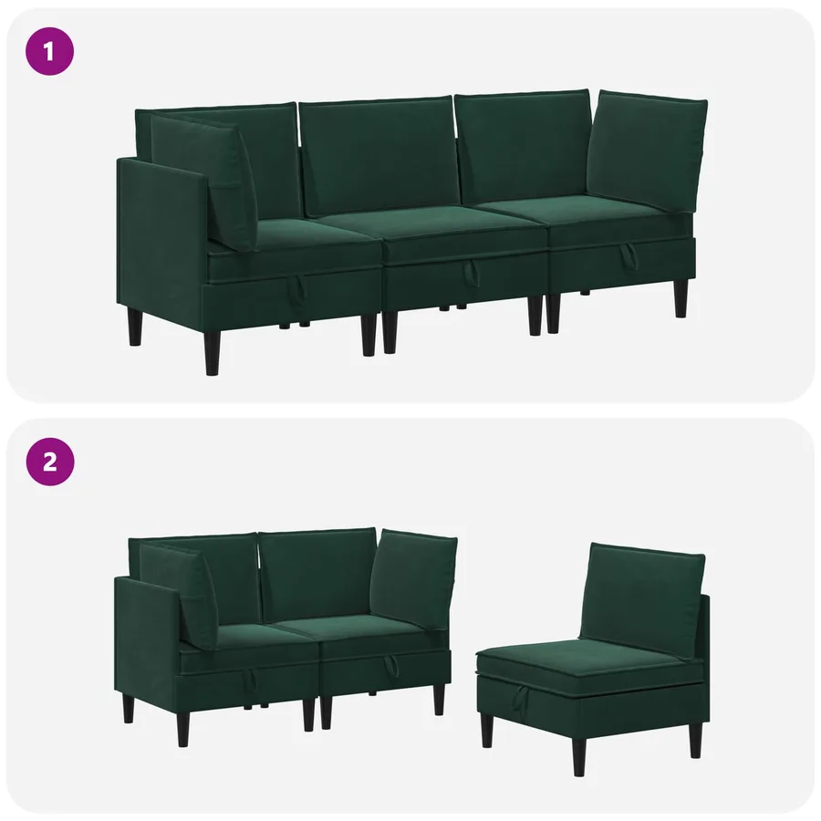 Ensemble de meubles pour le salon 3 pcs Vert foncé Velours - 8