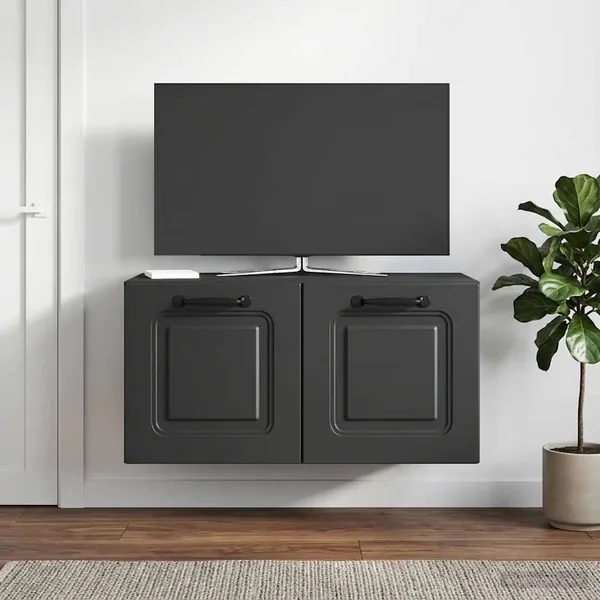 Meuble TV mural Noir 59,5 x 31 x 30 cm Bois d'ingénierie