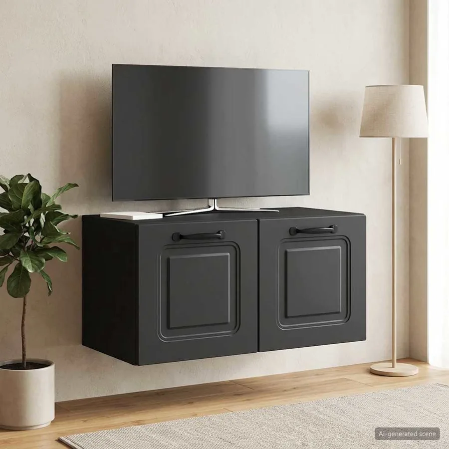 Meuble TV mural Noir 59,5 x 31 x 30 cm Bois d'ingénierie - 4