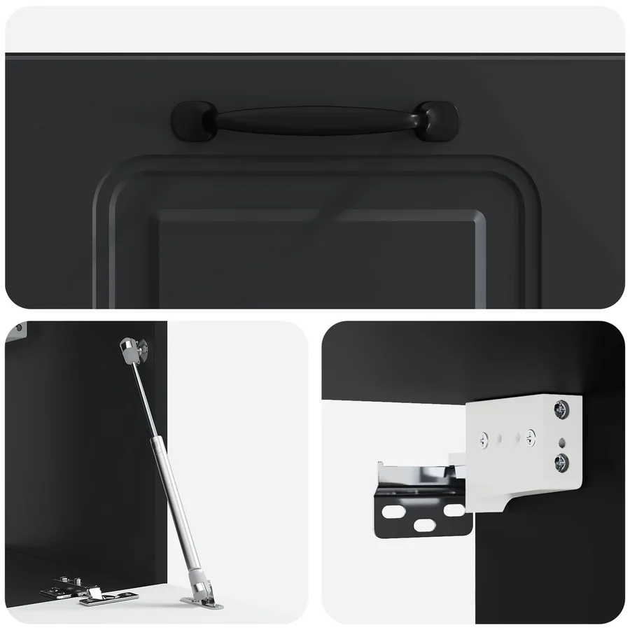 Meuble TV mural Noir 59,5 x 31 x 30 cm Bois d'ingénierie - 9