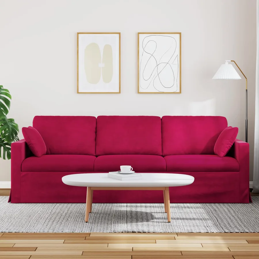 Canapé Bordeaux 228 x 78 x 80 cm Velours - 3
