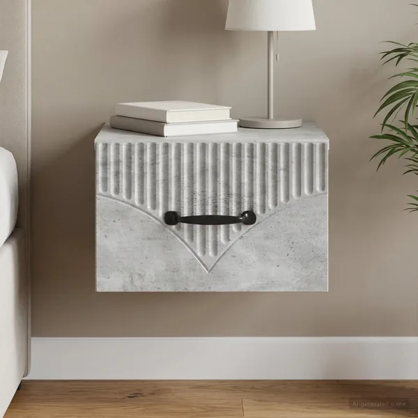 Cabinet de chevet mural Gris béton 34,5 x 33 x 20 cm