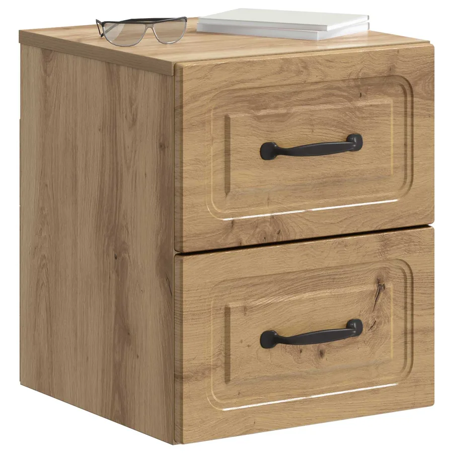 Cabinet de chevet mural Chêne artisanal 34,5 x 33 x 40 cm - 3