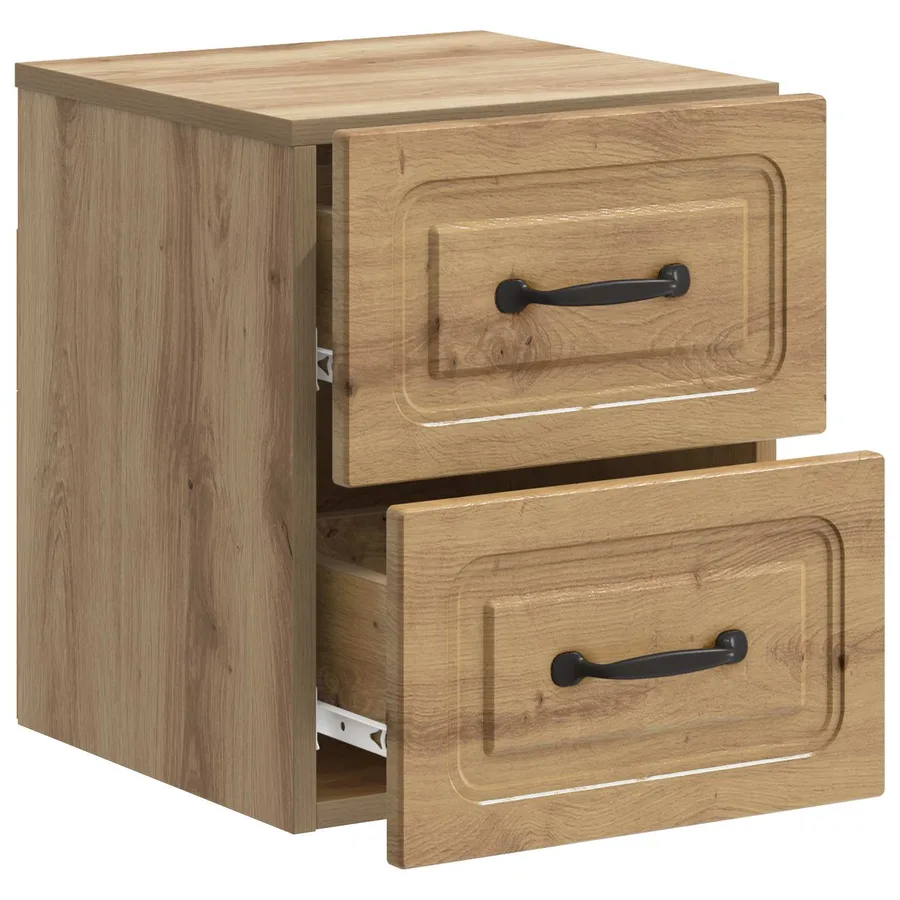 Cabinet de chevet mural Chêne artisanal 34,5 x 33 x 40 cm - 4