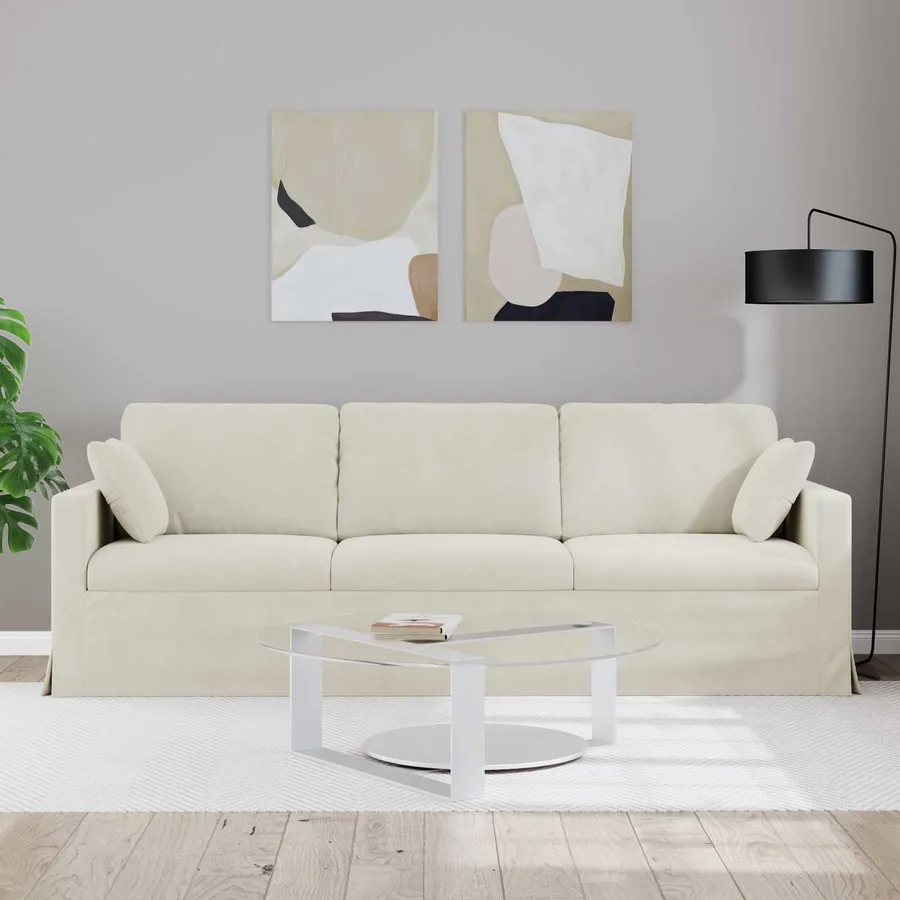 Canapé Crème 228 x 78 x 80 cm Velours - 3