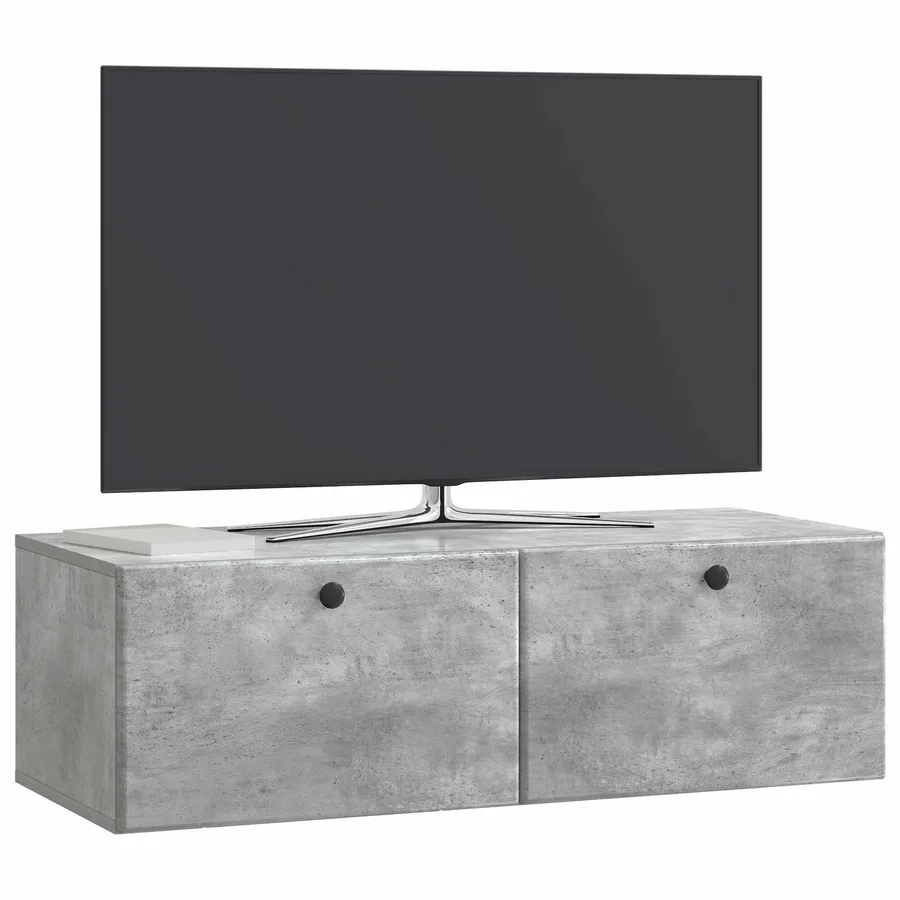 Meuble TV mural 98 x 41 x 30 cm Gris béton Bois d'ingénierie - 3