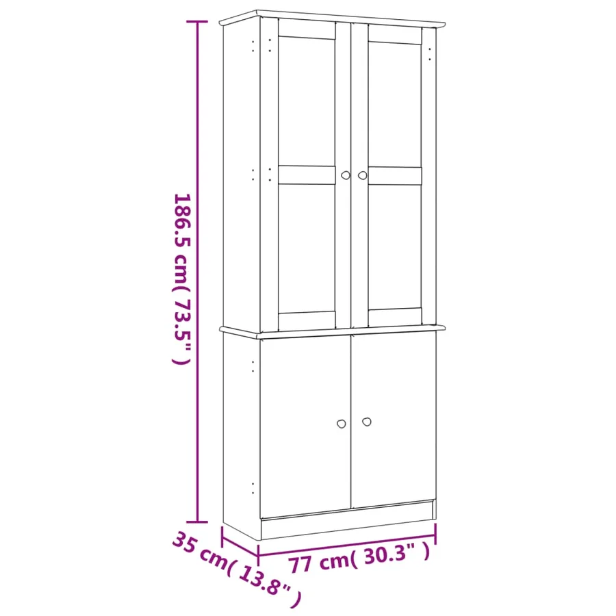 Vitrine en verre ALTA 77x35x186,5 cm bois de pin massif - 9