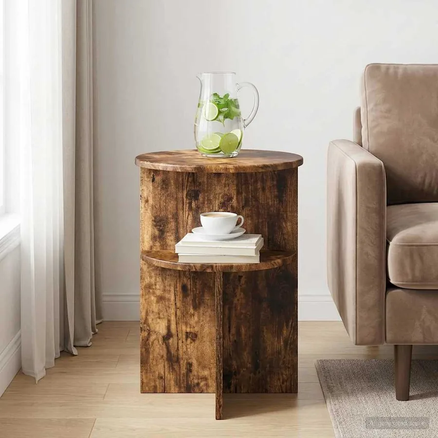 Table d'appoint Chêne fumé Ø 39,5 x 55 cm Bois d'ingénierie