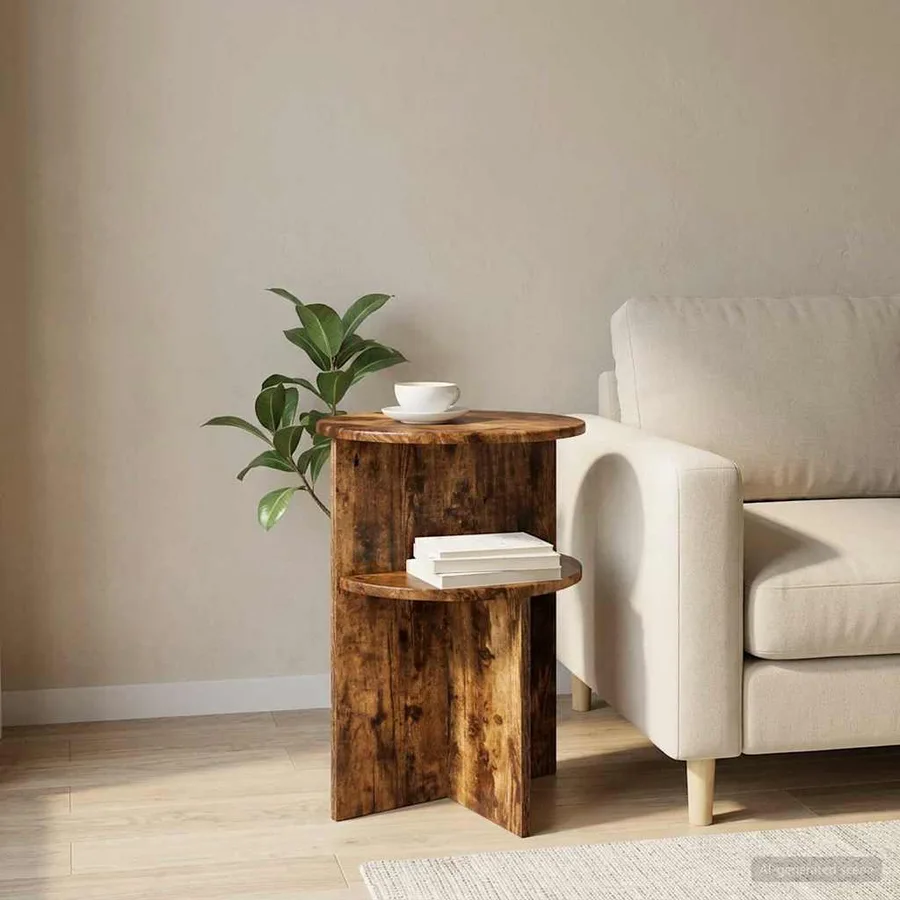 Table d'appoint Chêne fumé Ø 39,5 x 55 cm Bois d'ingénierie - 4