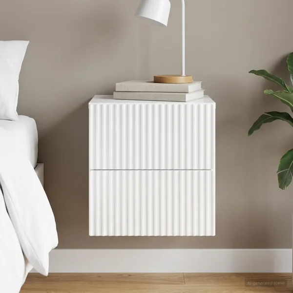 Cabinet de chevet mural Blanc brillant 33 x 34,5 x 40 cm
