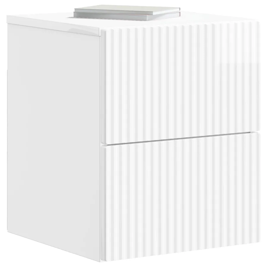 Cabinet de chevet mural Blanc brillant 33 x 34,5 x 40 cm - 3