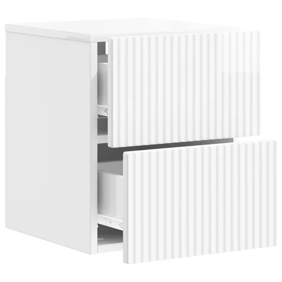 Cabinet de chevet mural Blanc brillant 33 x 34,5 x 40 cm - 4