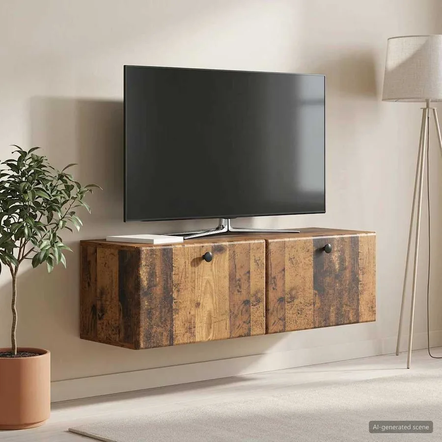 Meuble TV mural 98 x 31 x 30 cm Bois ancien Bois d'ingénierie - 4