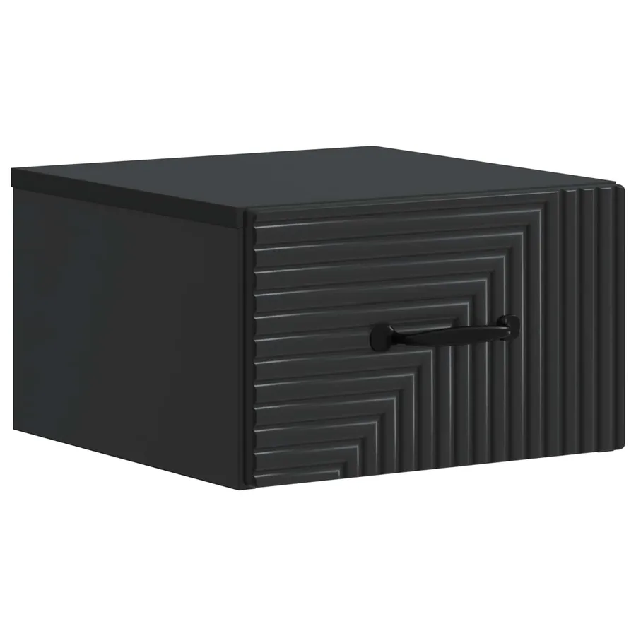 Cabinet de chevet mural avec tiroir Noir 34,5 x 33 x 20 cm - 2