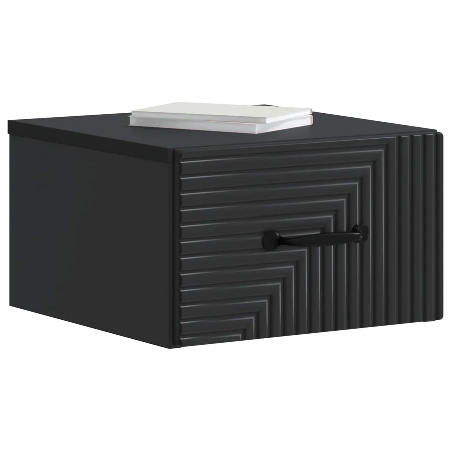 Cabinet de chevet mural avec tiroir Noir 34,5 x 33 x 20 cm - 3