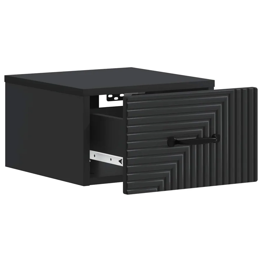 Cabinet de chevet mural avec tiroir Noir 34,5 x 33 x 20 cm - 4