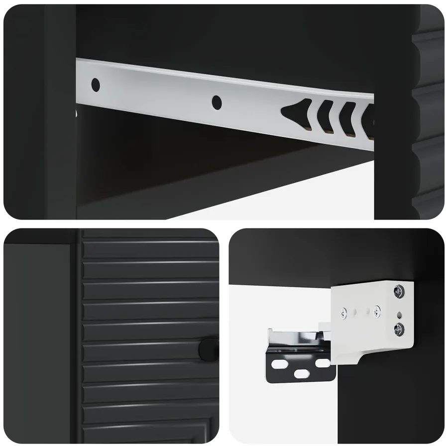 Cabinet de chevet mural avec tiroir Noir 34,5 x 33 x 20 cm - 8