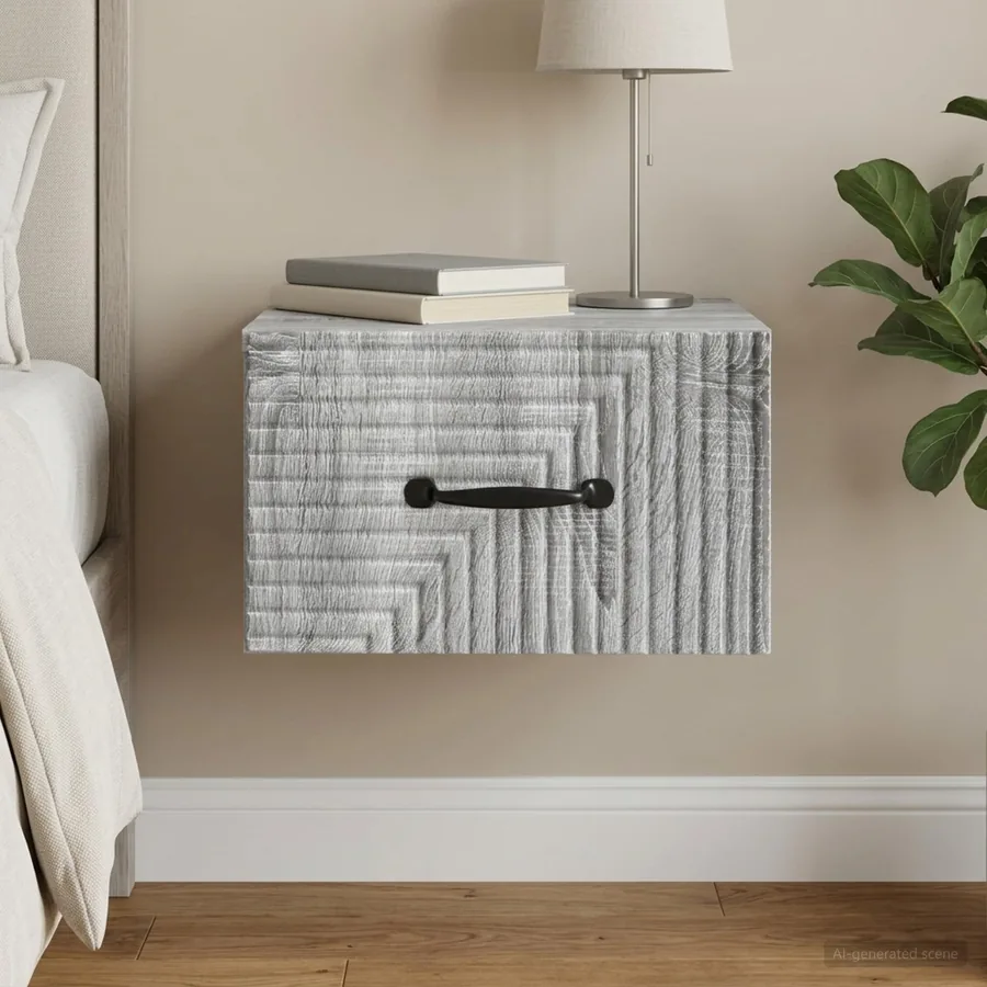Cabinet de chevet mural Sonoma gris 34,5 x 33 x 20 cm
