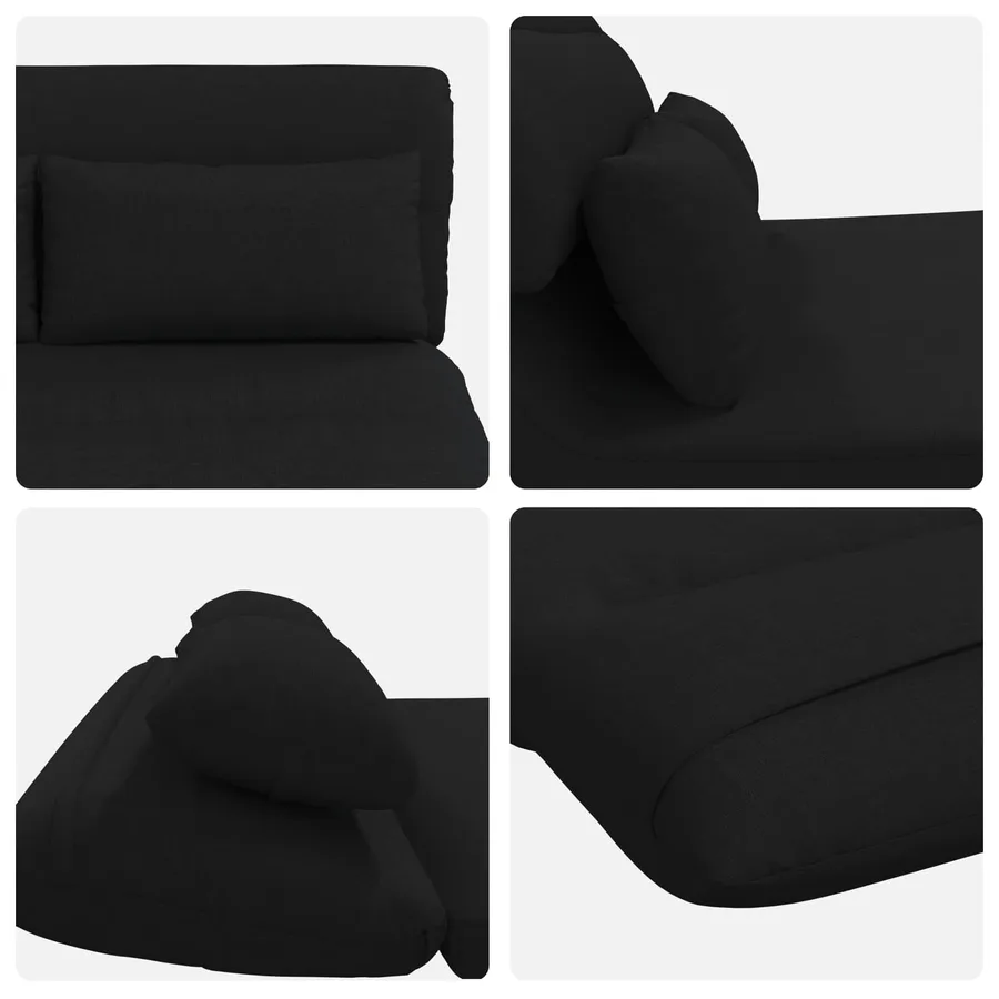 Fauteuil de sol ajustable Noir Tissu - 7