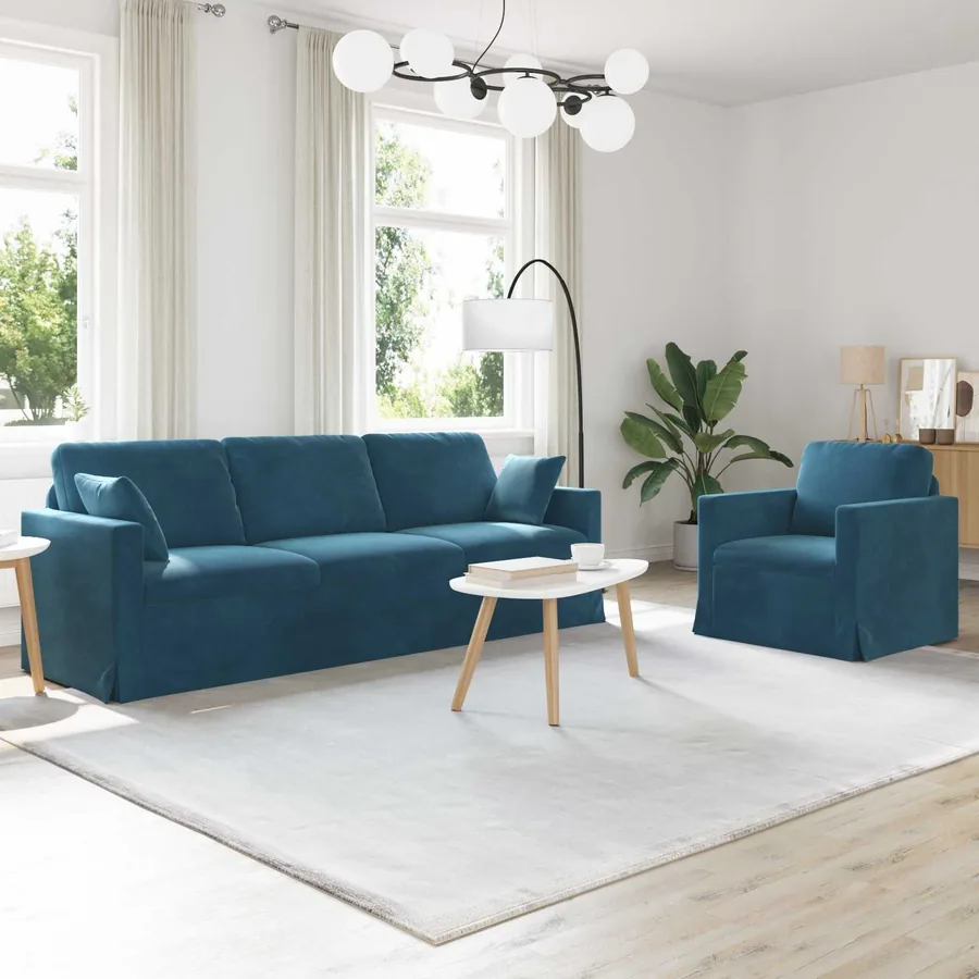 Ensemble de Canapés 2 pcs Bleu 228 x 78 x 80 cm Velours