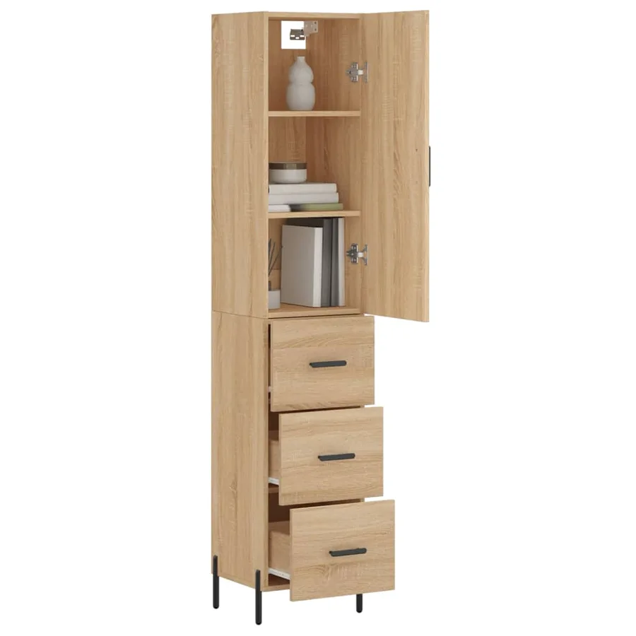 Buffet haut Chêne sonoma 34,5x34x180 cm Bois d'ingénierie - 12