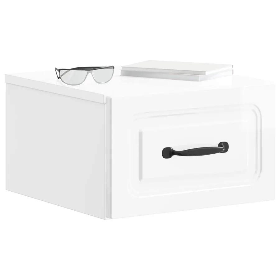 Cabinet de chevet mural Blanc brillant 34,5 x 33 x 20 cm - 3