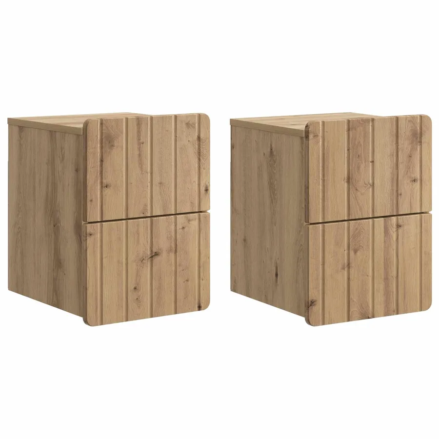 Cabinet de chevet mural 2 pc Chêne artisanal 33 x 34,5 x 43 cm - 2