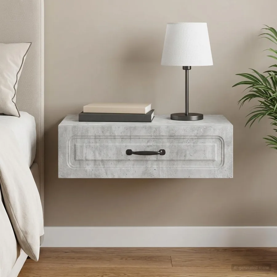 Table d'appoint murale Gris béton 59 x 34,5 x 17 cm