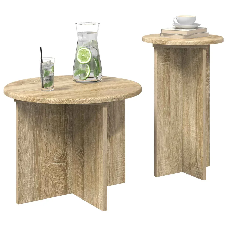 Ensemble de tables d'appoint avec stockage 2 pcs Chêne Sonoma - 3
