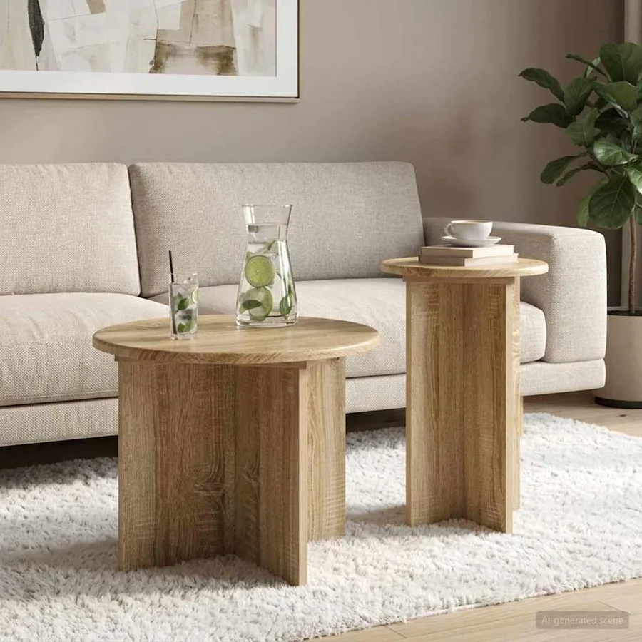 Ensemble de tables d'appoint avec stockage 2 pcs Chêne Sonoma - 4
