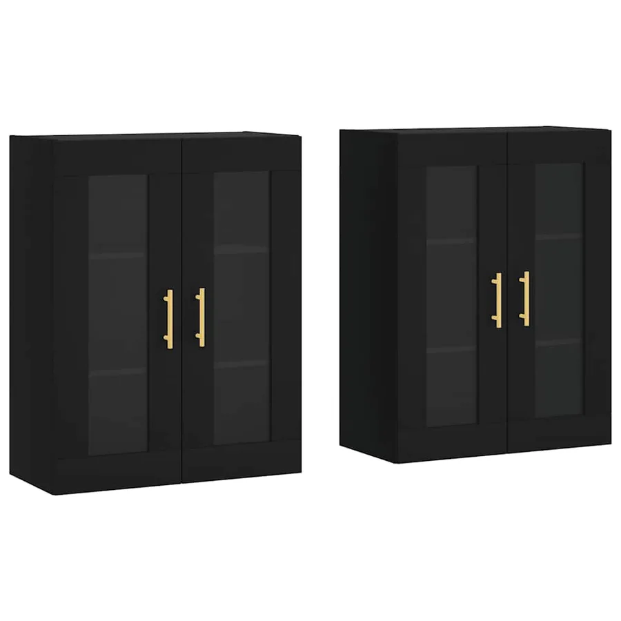Armoires murales 2 pcs noir bois d'ingénierie - 2