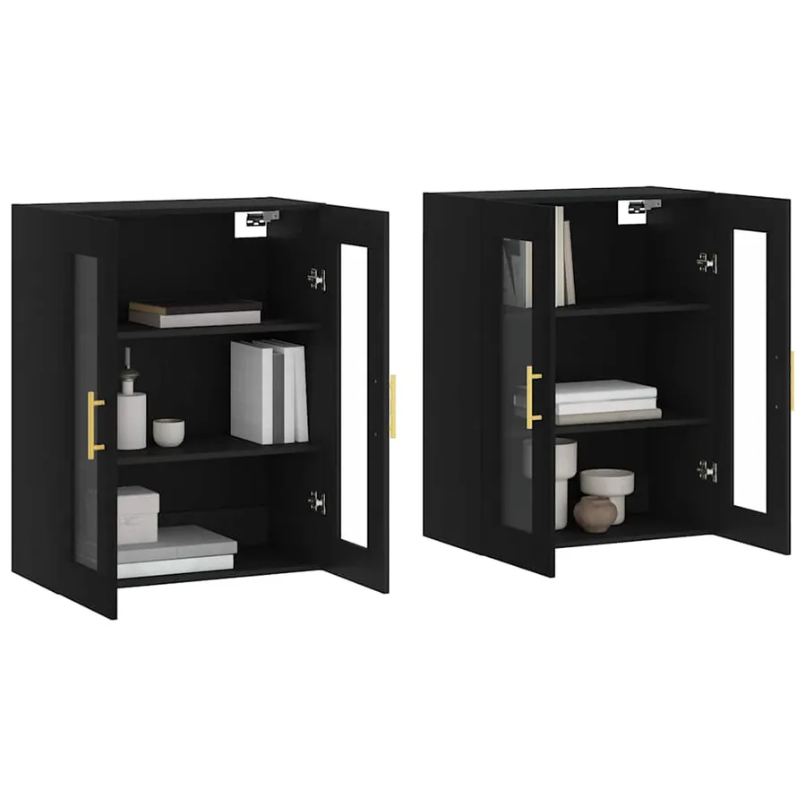 Armoires murales 2 pcs noir bois d'ingénierie - 3