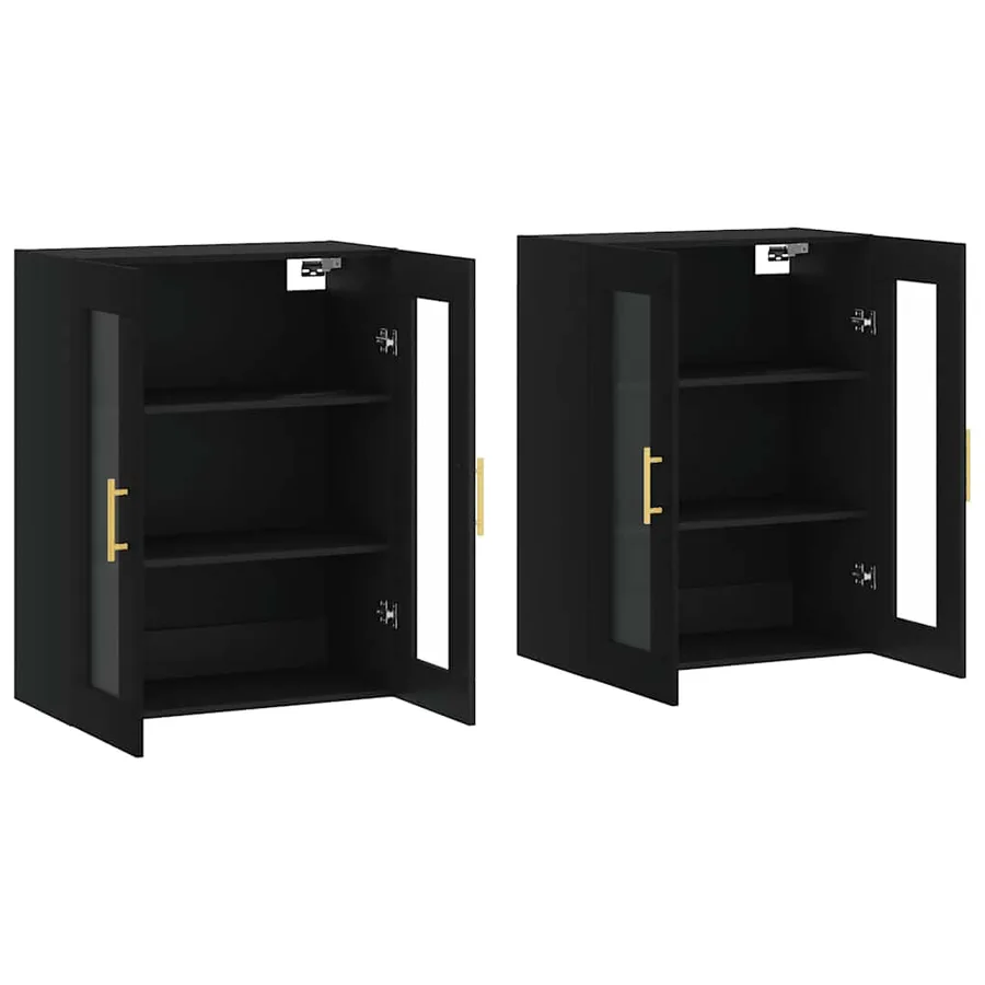 Armoires murales 2 pcs noir bois d'ingénierie - 4