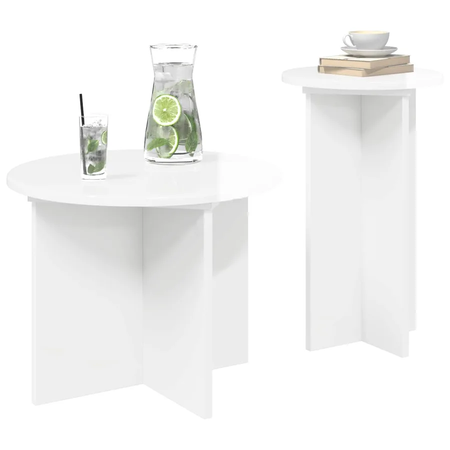 Ensemble de tables d'appoint avec stockage 2 pcs Blanc brillant - 3