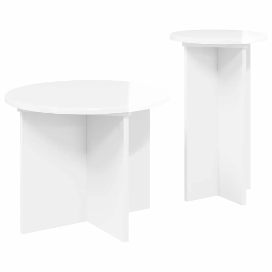Ensemble de tables d'appoint avec stockage 2 pcs Blanc brillant - 5